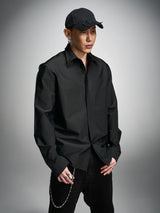 Long Sleeve Ribbed Point Collar Shirt