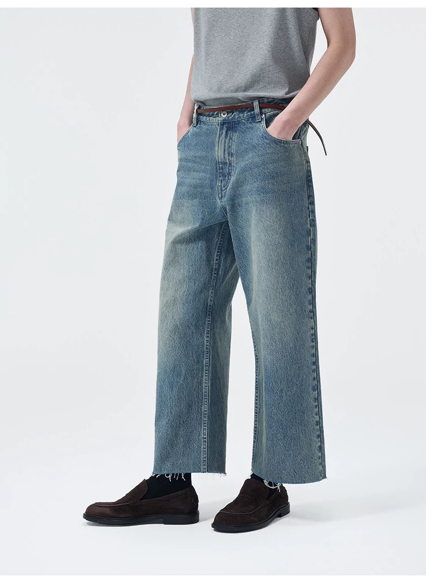 Turkish Washed Frayed Straight Jeans