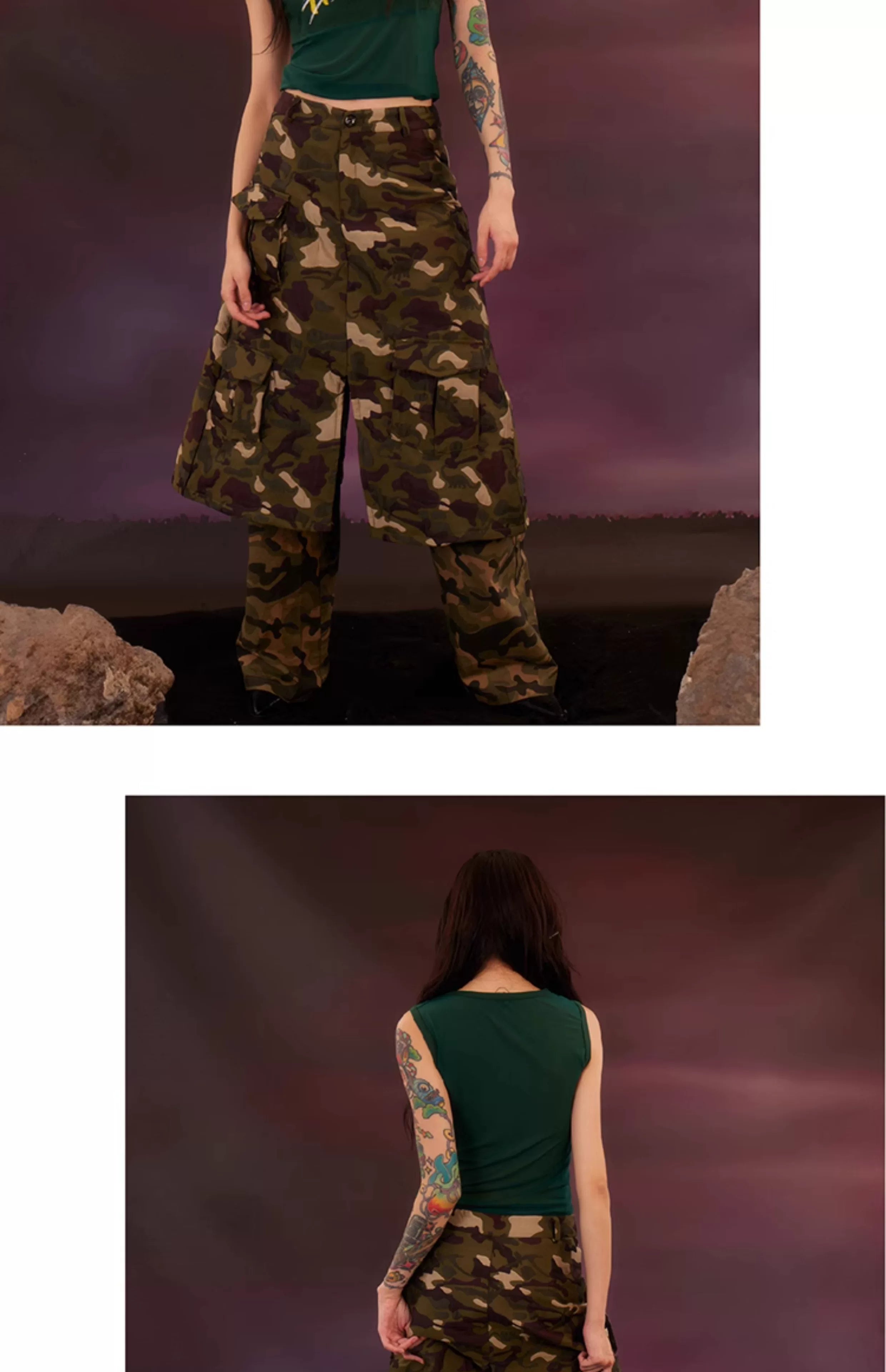 Cute Unisex Military Double-layer Dinosaur Skort