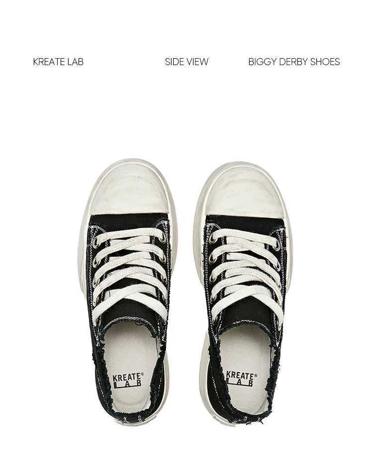 Distressed Washed Jumbo Platform Commuter Sneakers