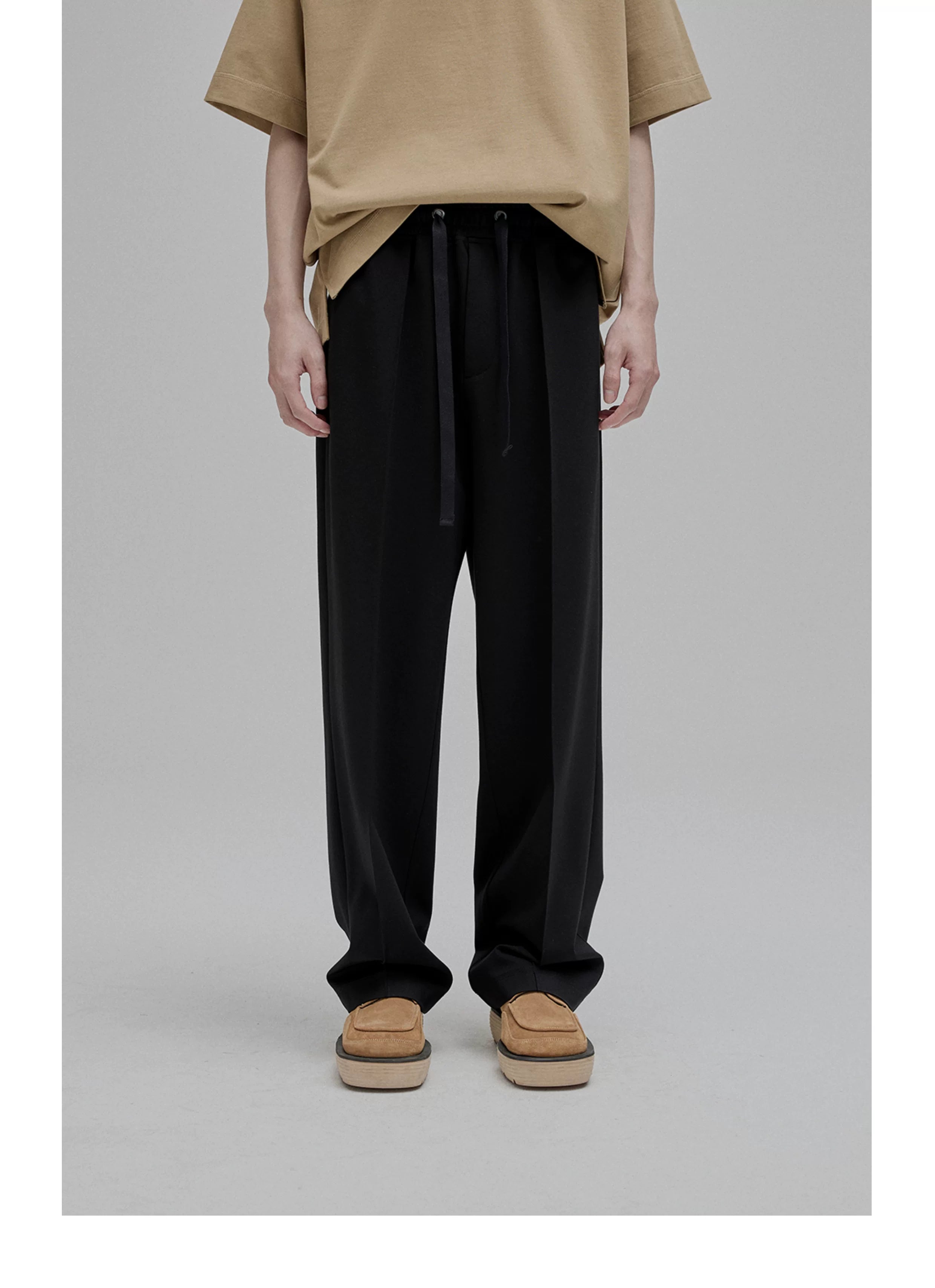 Tie Waist Straight Leg Knit Pants