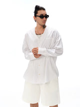 Embossed Vintage V-Neck Oversized Shirt