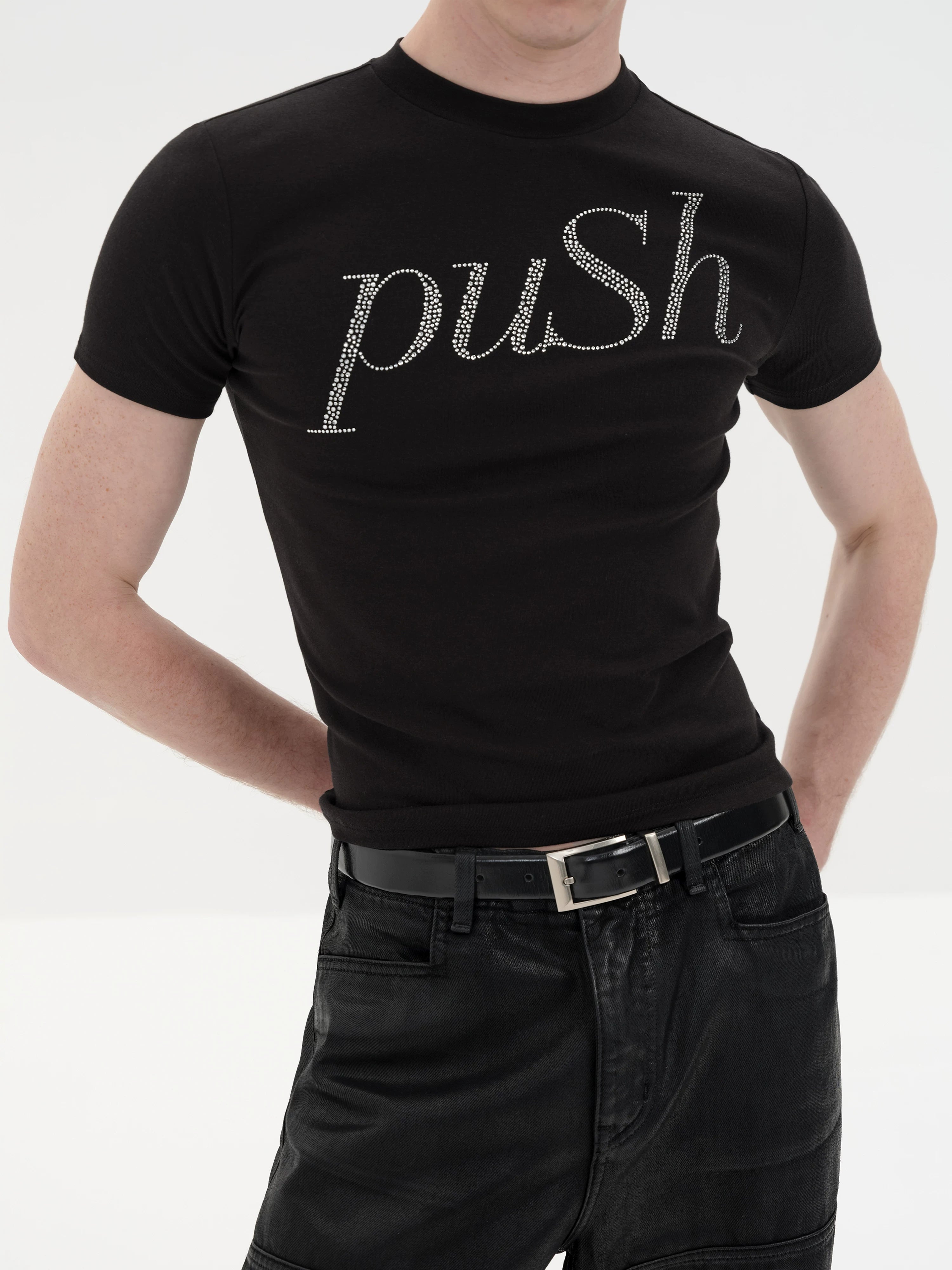 Textured Leather Belt With Buckle