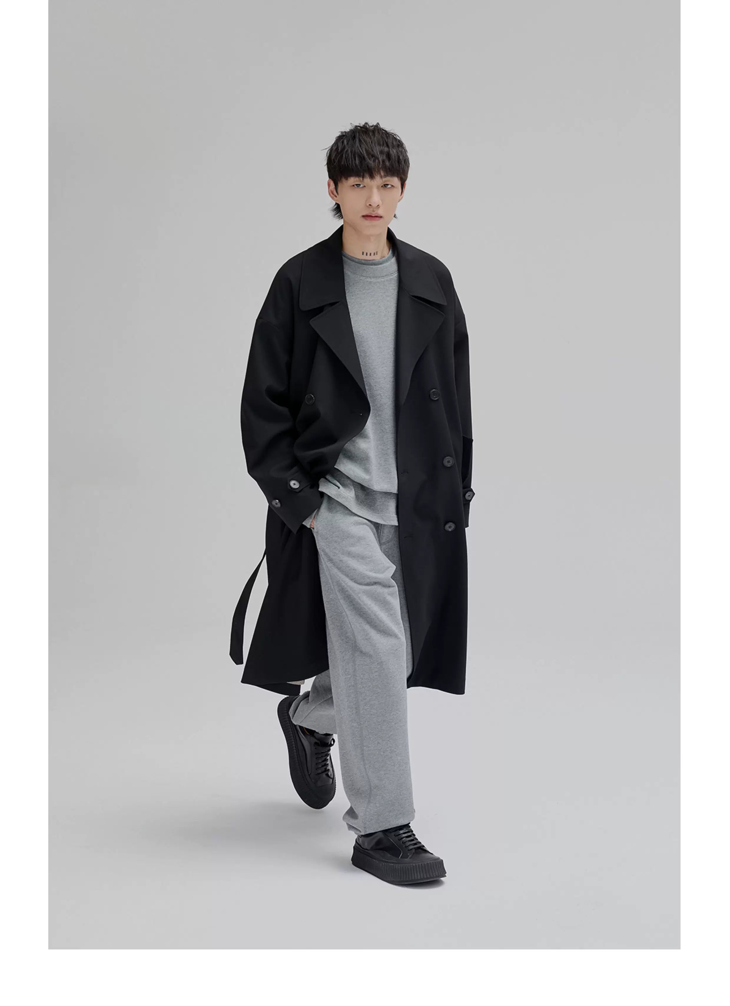 Double Breasted Long Trench Coat
