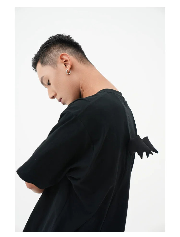 Black Sequin Devil Wing Tee