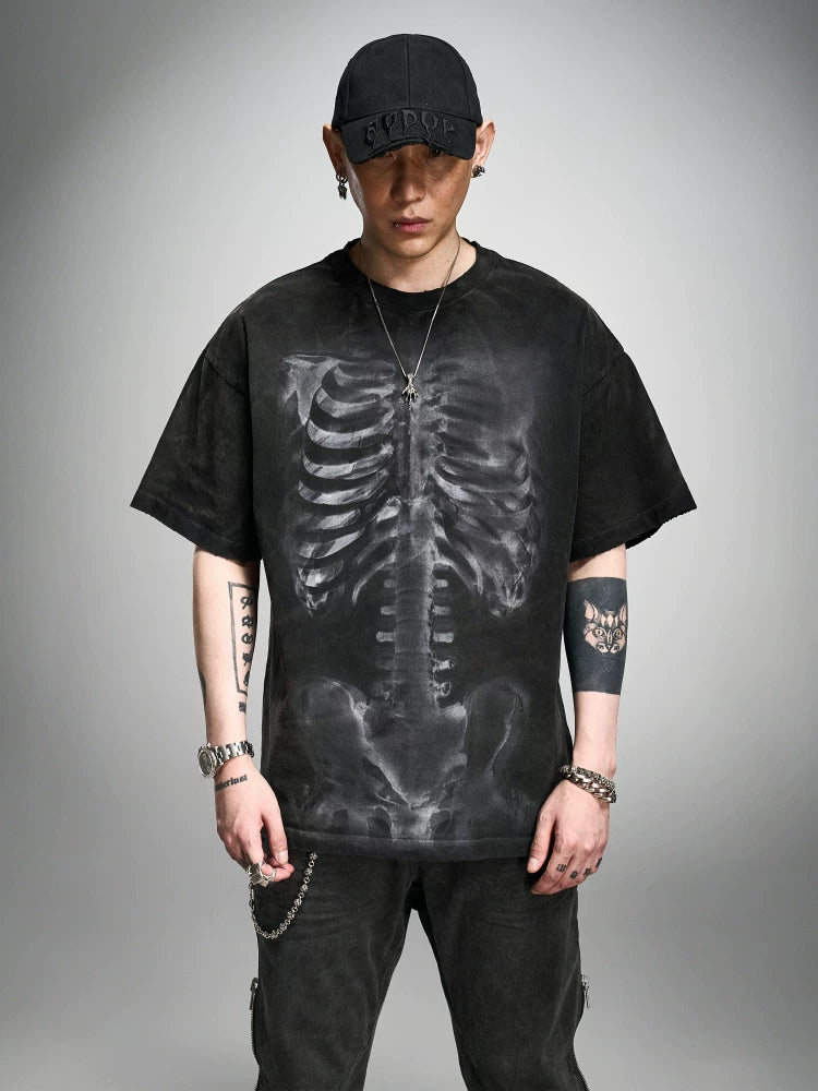 Loose Washed Distressed Black Graphic Tee