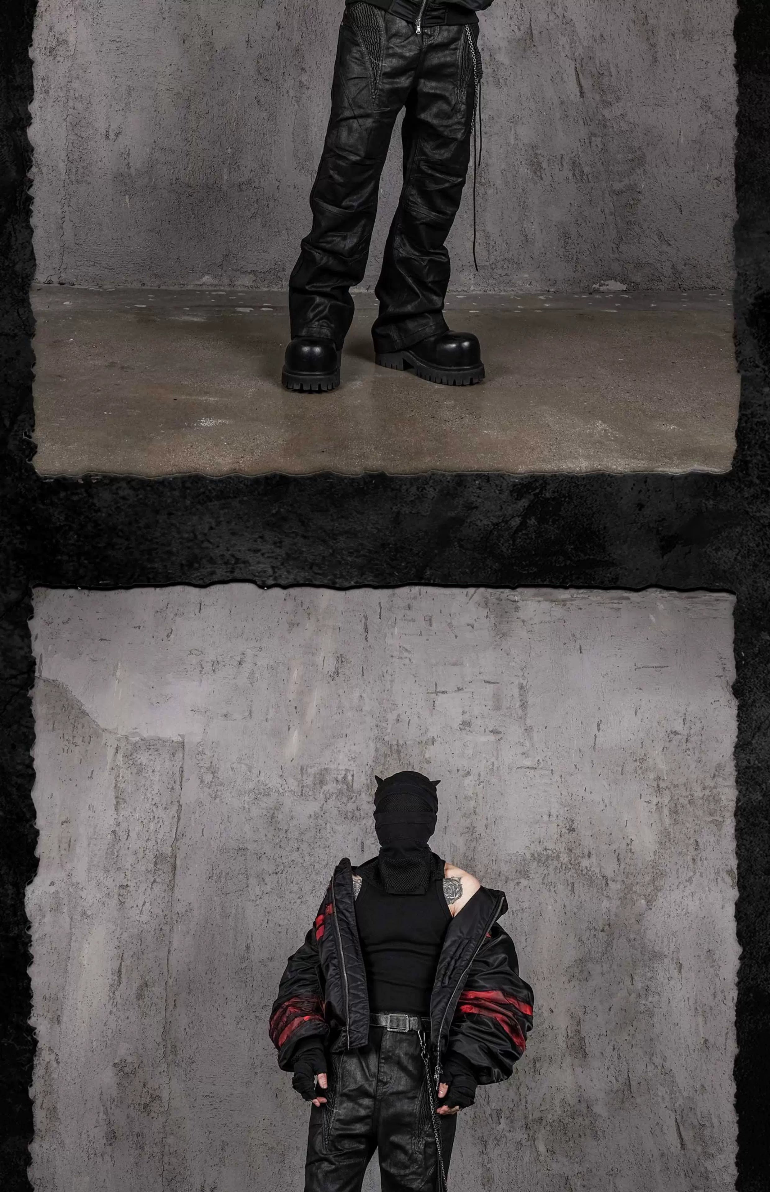 Burnt Red Distressed Bandage MA1 Jacket