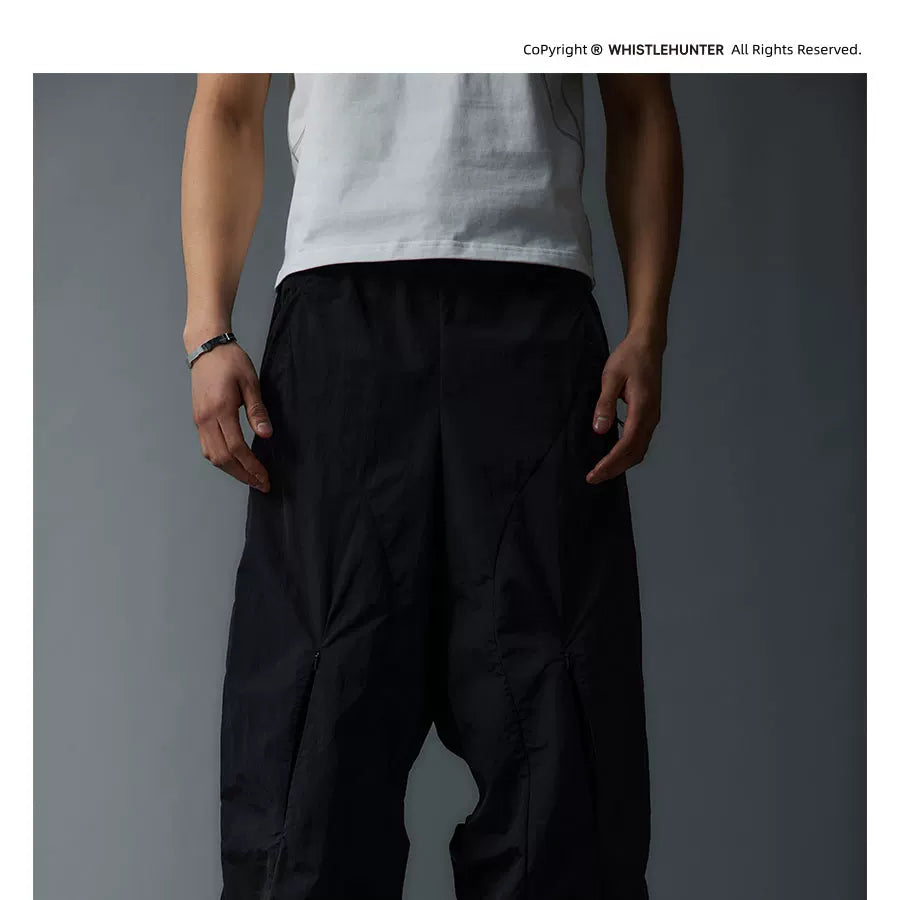 Waterproof Irregular Zippered Baggy Trench Pants