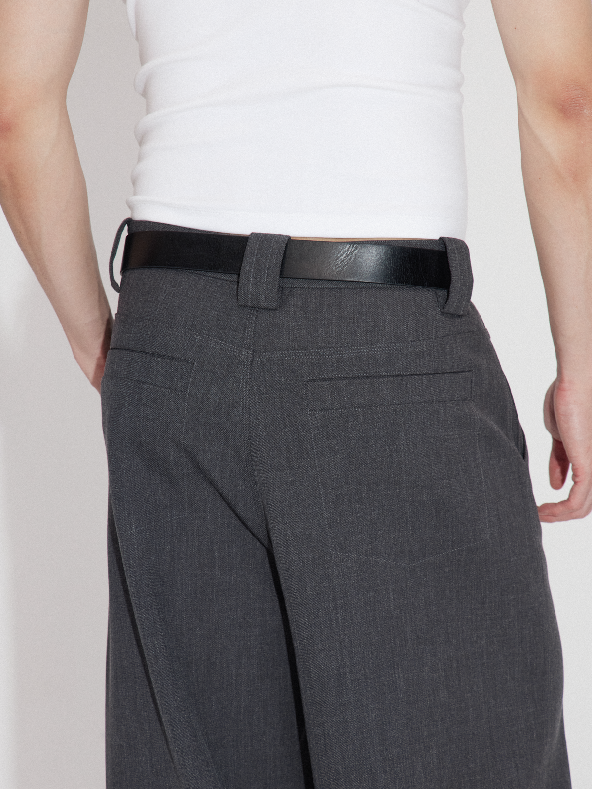 Wrinkle-resistant Wool-like Asymmetrical Cargo Dress Pants
