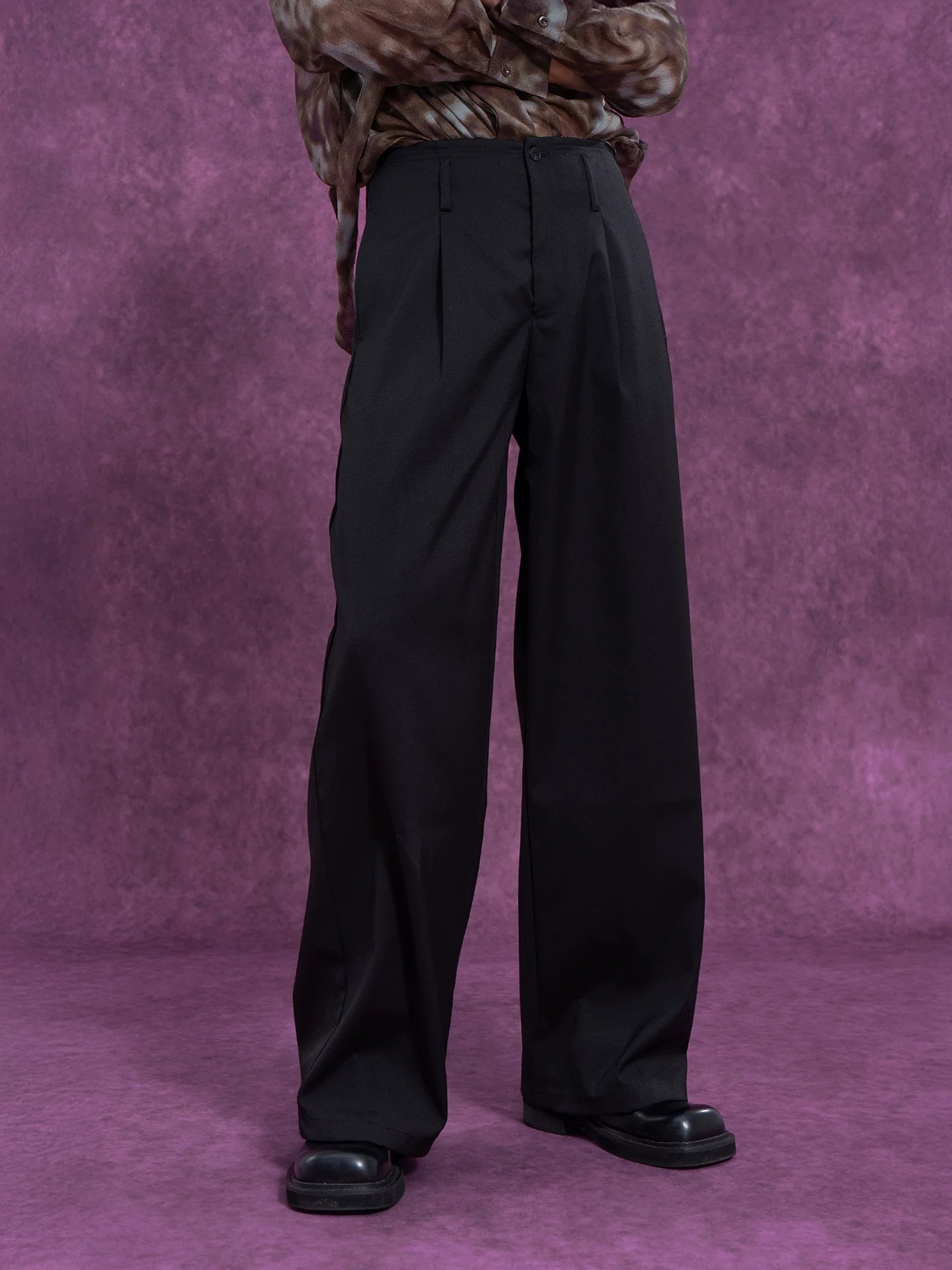 Black High Waist Men's Casual Pants