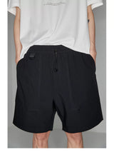 Plaid Multi-Pocket Elastic Waist Shorts