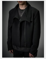 Dark Matte High Collar Zip Jacket