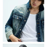 Two Tone Cropped Wide Denim Jacket