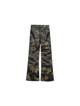 Waxed Camo Flared Jeans