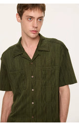 Wooden Button Short Sleeve Knitted Shirt