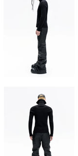 Double Zip High Neck Knit Cardigan