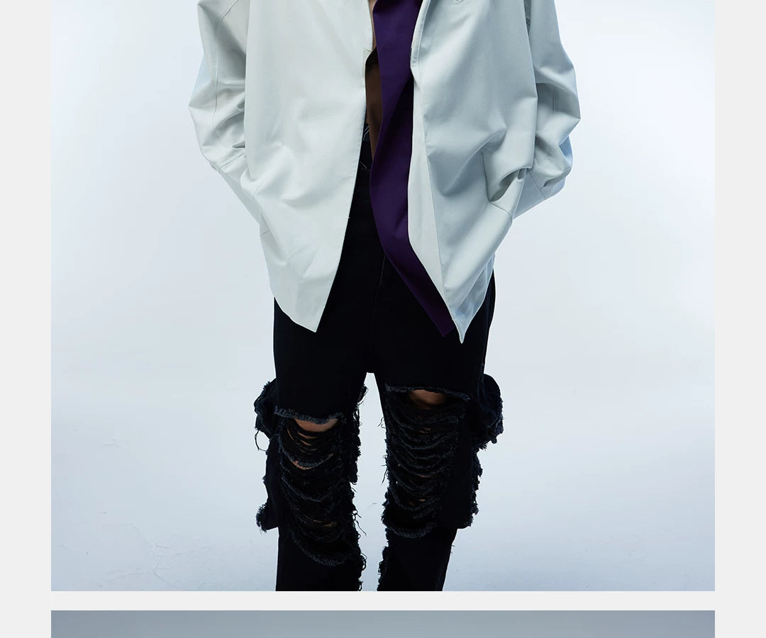 Couple's Loose Color-block Three-layer Collar Coat