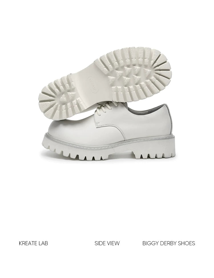 Distressed White Suede Platform Derby Shoes