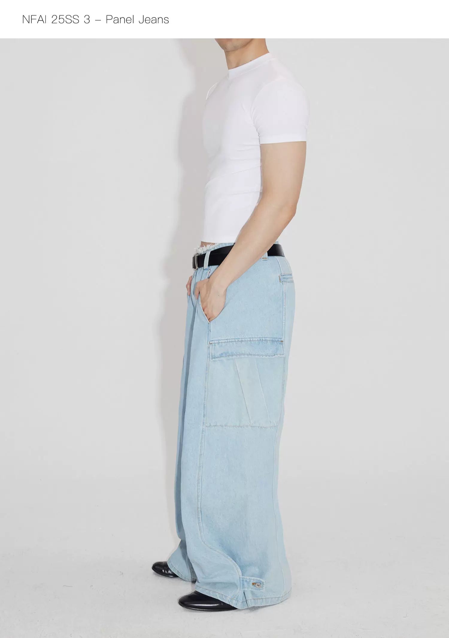 Three-Piece Raw Hem Curved Jeans