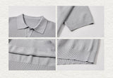 Wheat Jacquard V-Neck Knit Polo Tee