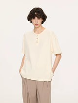 Couple Amber Waffle Boxy Henley Tees