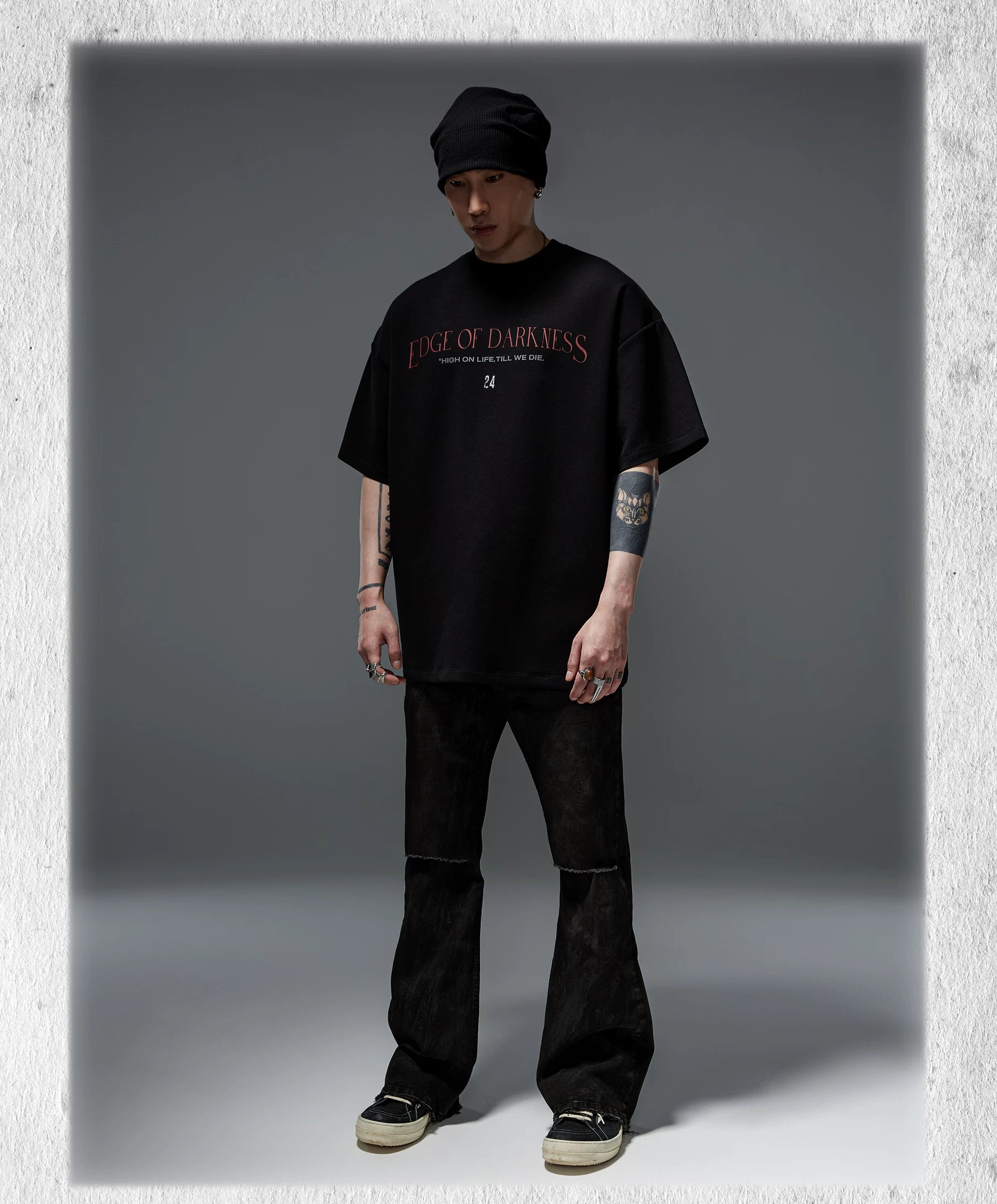Men's Solid Loose Heavy Cotton Tees