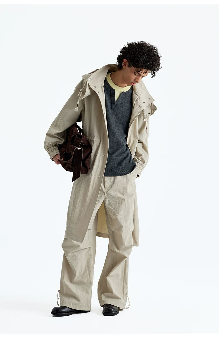 Drawstring Waist Nylon Cotton Parachute Pants