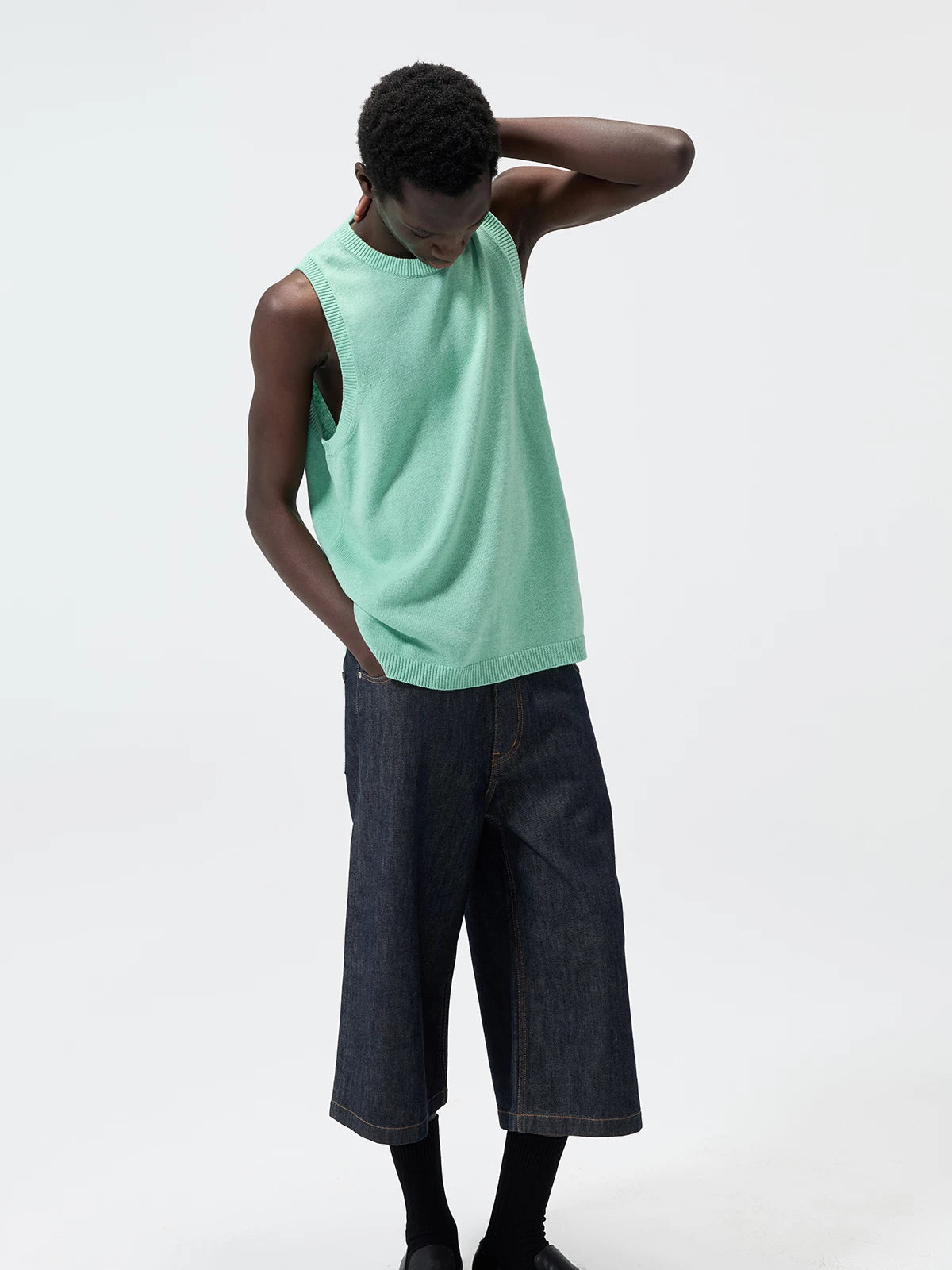 Knit Linen Cotton Blend Tank Top
