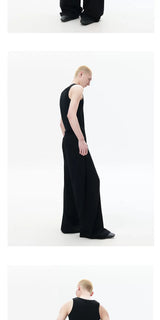 Loose Black Pleated Wide Leg Sweatpants