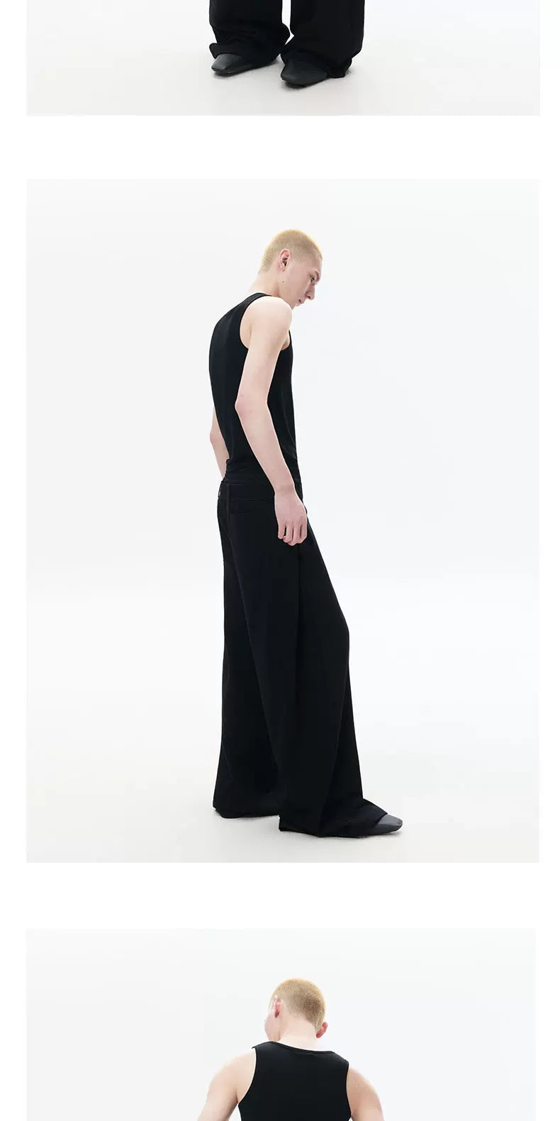 Loose Black Pleated Wide Leg Sweatpants