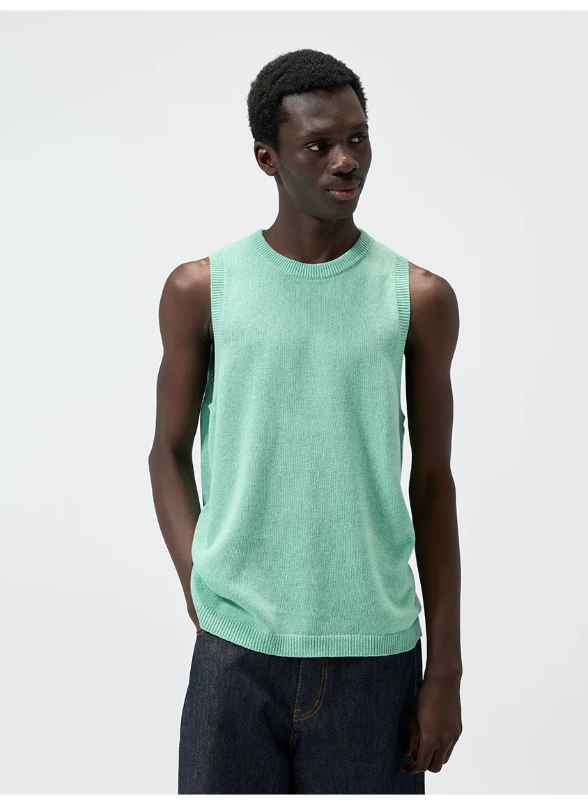 Knit Linen Cotton Blend Tank Top
