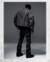 Stacked Curved Coated Waxed Skinny Jeans
