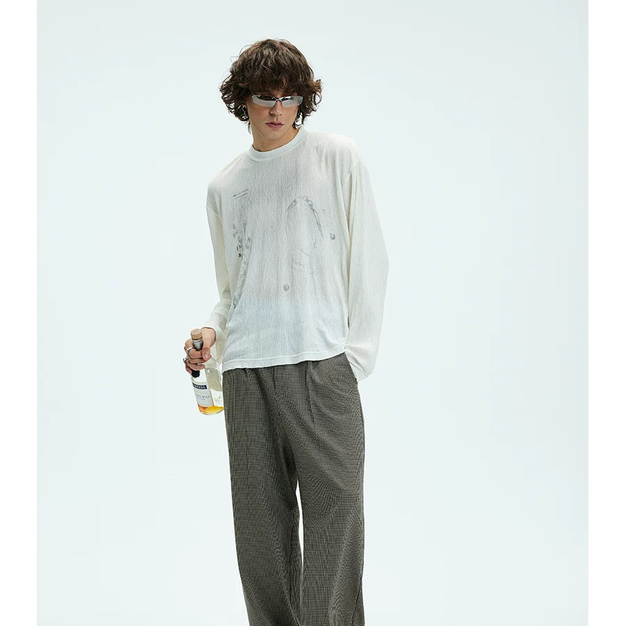 Vintage Printed Loose Sheer Cotton Tee