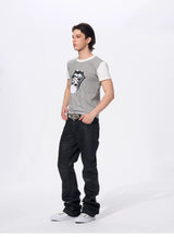Men's Skull Print Plaid Tees