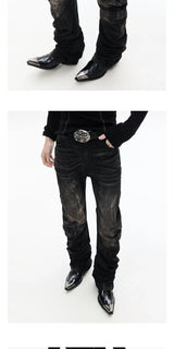 Distressed Washed Slim Curved Jeans