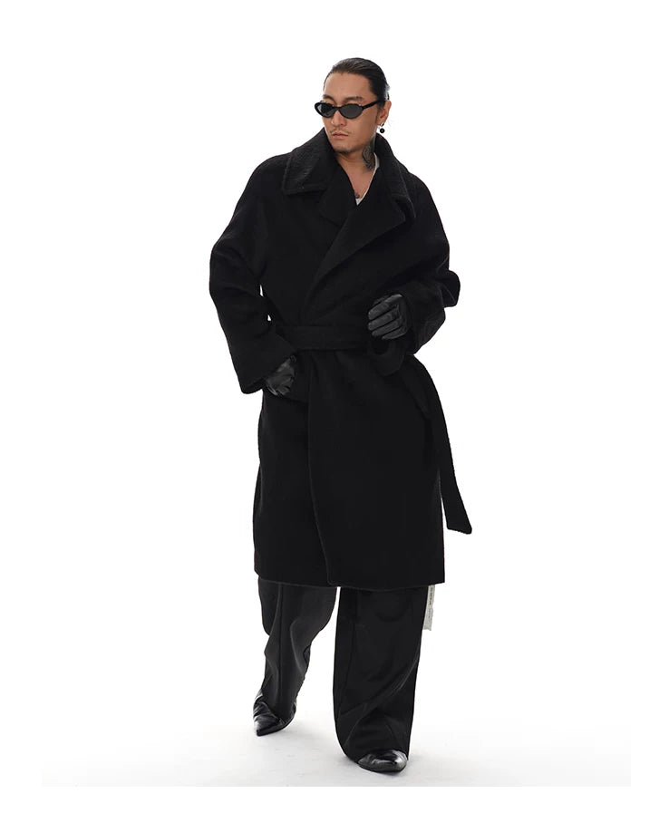 Men's Knee-length Suri Wool Overcoat