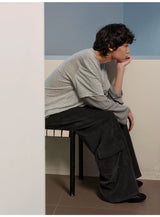 Faded Gray Side Pocket Corduroy Pants