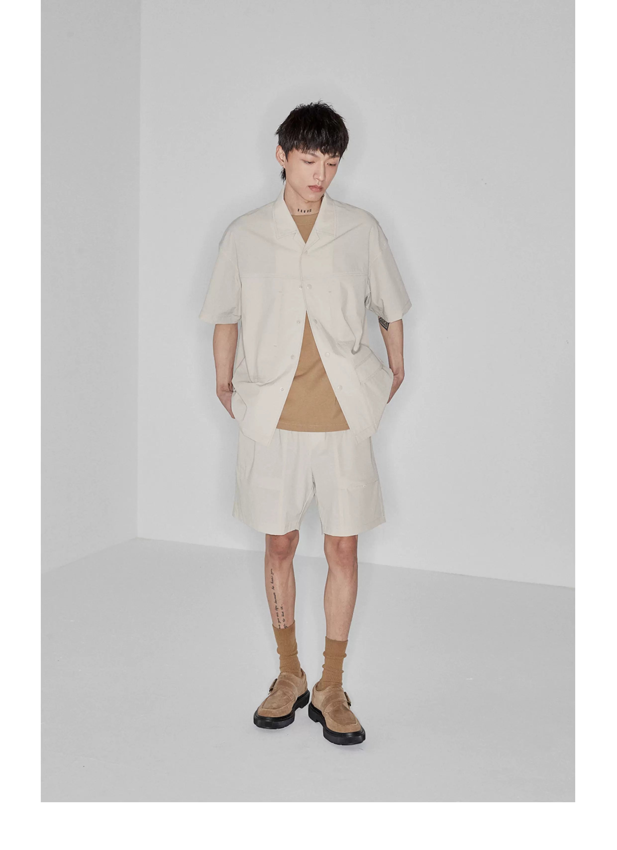 Plaid Multi-Pocket Elastic Waist Shorts