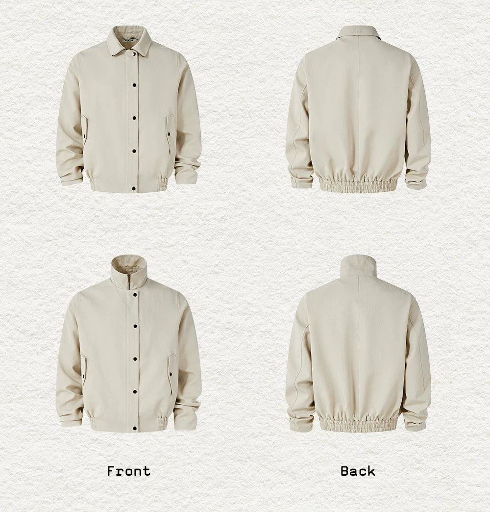 Turquoise Lyocell Wrinkle Stand Collar Jacket