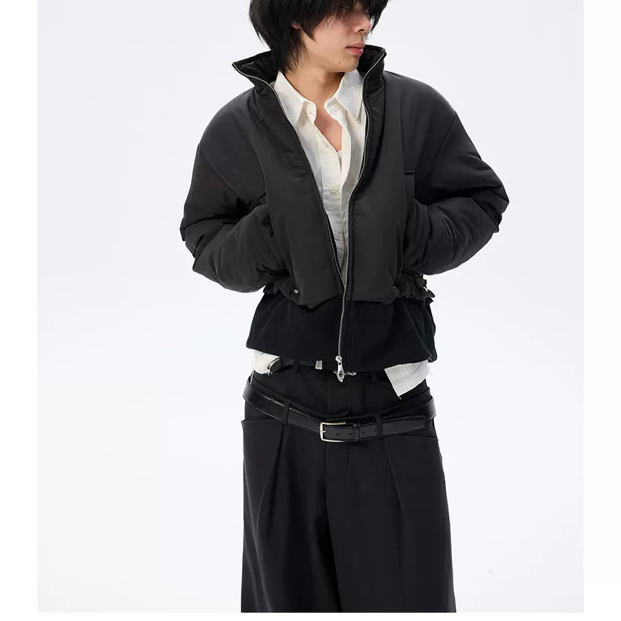 Oversized Curved Sleeves Ribbed Down Jacket