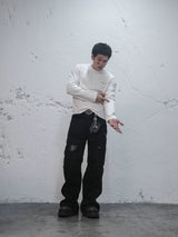 Demon Printed Distressed Long Sleeve Tee