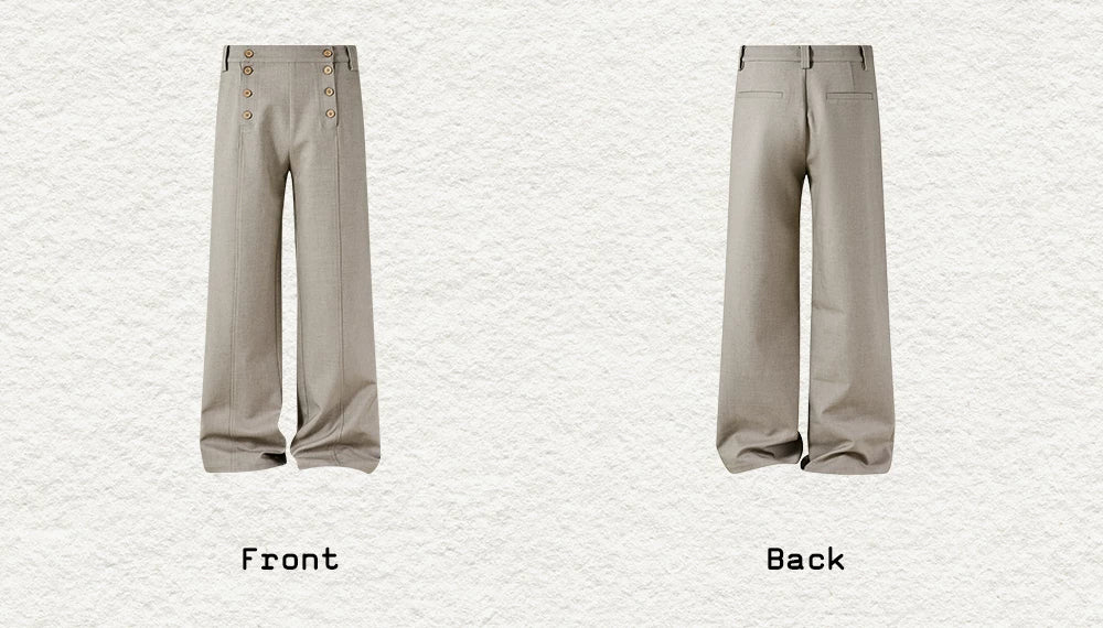 Lyocell Double-breasted Loose Straight Casual Pants