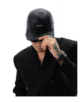 Warm Black Leather Earflap Baseball Cap