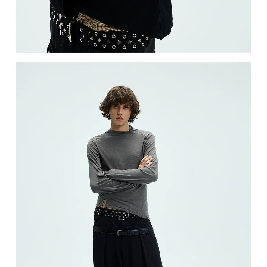 Slim Fit Two-Color Long Base Tees