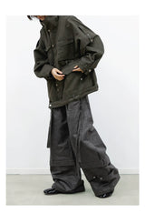 Coated Reverse Waist Cargo Pants