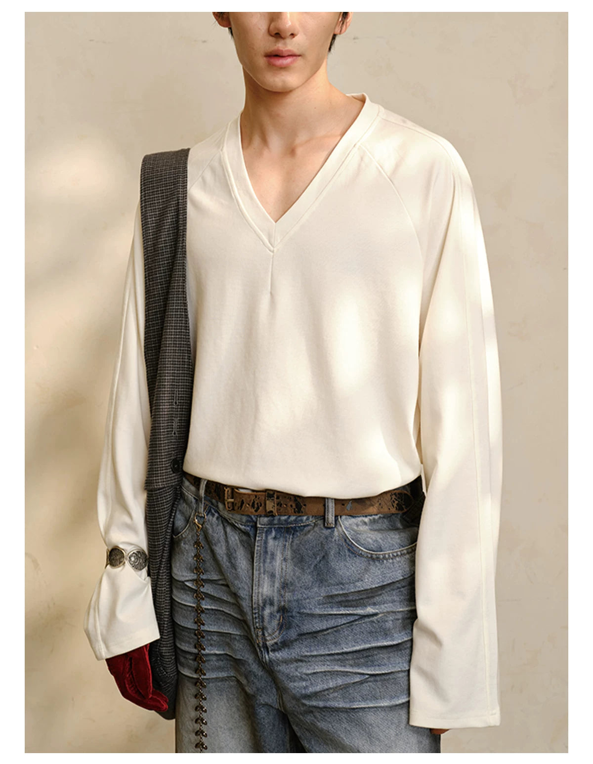 V-Neck Long Sleeve Merino Tencel Sweater