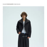 Two-Tone Single-Button Split Turtleneck Down Coat