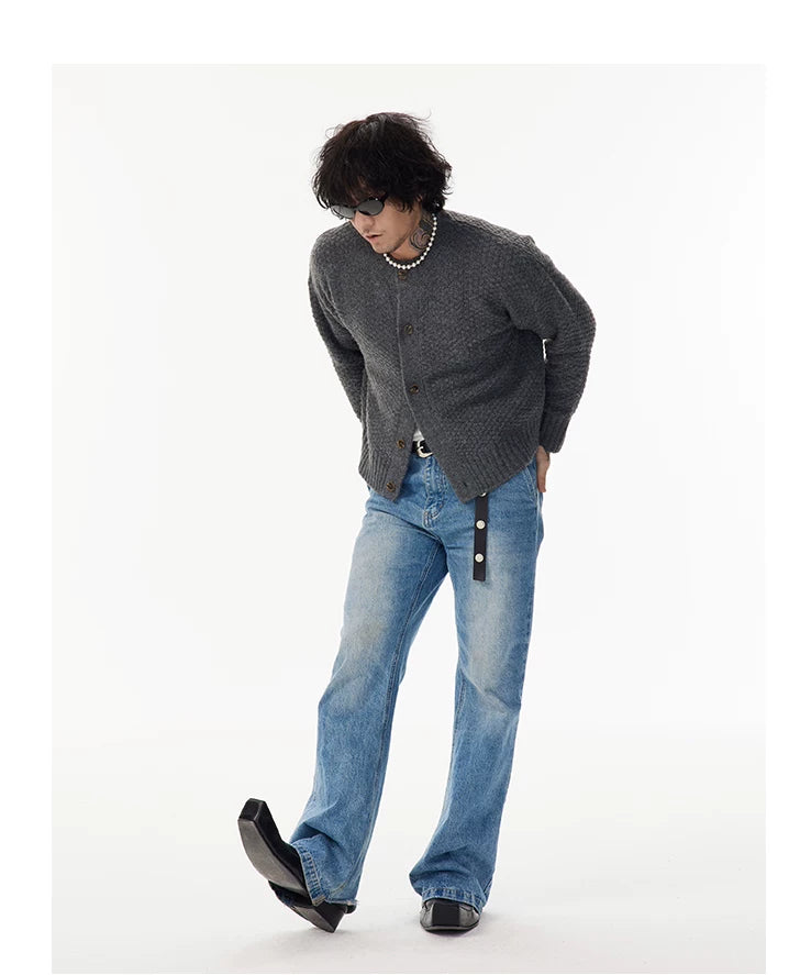 Gray Short Knit Cardigan Unisex