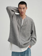 Yak Wool Blend Distressed Knit Cardigan