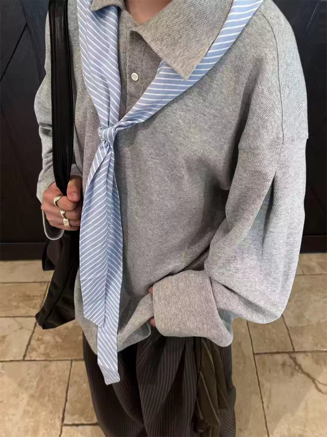 Asymmetric 100% Cotton Knit Polo Scarf